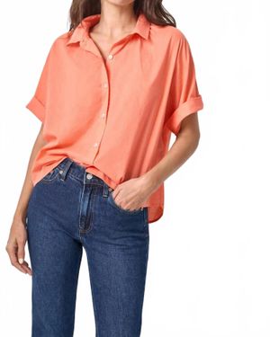 Lilla P Elbow Sleeve Button Down Shirt - Blue