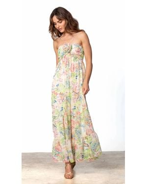 Lavender Brown Catelaya Print Maxi Dress - White