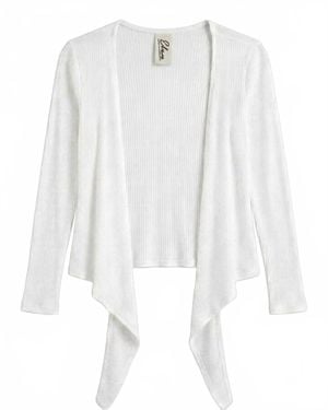 Elan Bow Tie Front Cardigan - White