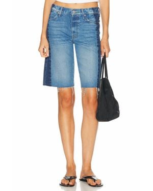 Mother Mid Rise Raven Bermuda Fray Shorts - Blue