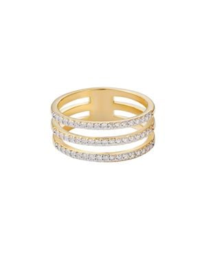 Adornia 14K Plated Cz Triple Band Ring - Metallic