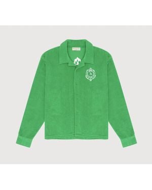 Museum of Peace & Quiet Seal Terry Cloth Button Up - Green