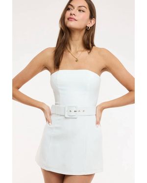 Sky To Moon Tribeca Strapless Belted Dress Romper - White