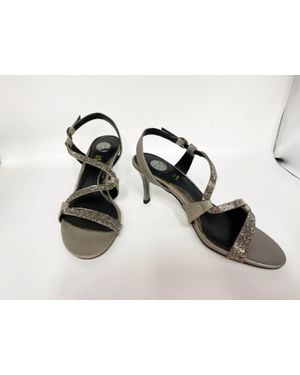 Exe' Diana-315 Pewter Heeled Sandal - Black