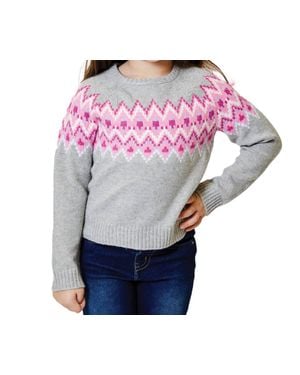Design History Little Girls Fair Isle Sweater - Purple