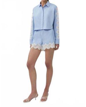 Jonathan Simkhai Renata Cropped Shirt - Blue