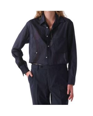 CISSA Silk Sheer Stripe Shirt - Blue