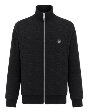 Philipp Plein Padded Tracksuit Jacket Biker Monogram - Black
