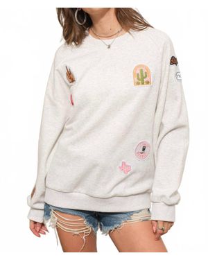 Blue B Western Patch Sweatshirt - Gray