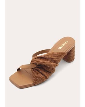 Kaanas Tenorio Asymmetrical Textured Heel Sandal - Natural