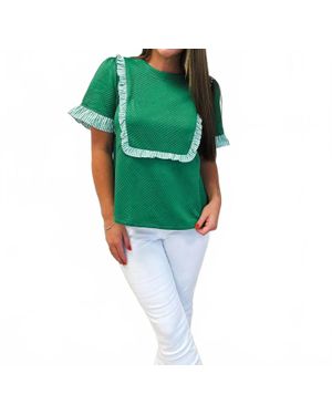 Voya Textured Ruffle Top - Green