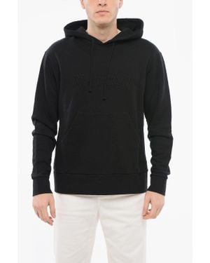 JW Anderson Brushed Cotton Hoodie With Embroidered Logo - Black