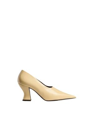 KHAITE Colleen 75 Glazed Calfskin Block Heel Pumps - Metallic
