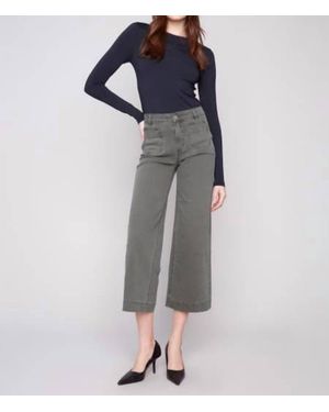 Charlie b Patch Pocket Flare Twill Pants - Blue