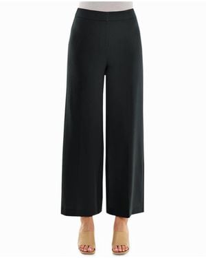 Nicole Miller Claire Stretch Crepe Wide Leg Pants - Black