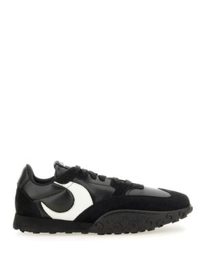 Marine Serre Sporty Sneakers With Leather And Suede Accents - Black