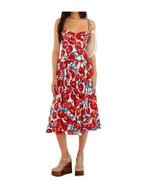 FARM Rio Cherry Blossom Sleeveless Midi Dress - Red