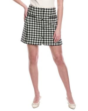 Rebecca Taylor Phillipa Check Button Front Wool-Blend Mini Skirt - Black
