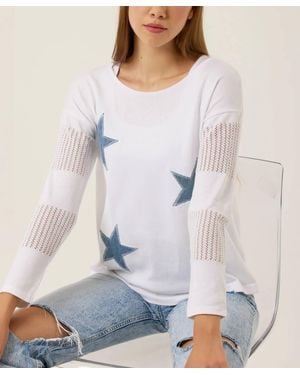 French Kyss Long Sleeve Star Top - Blue