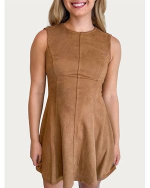 Klesis Slick And Suede Mini Dress - Brown