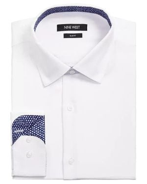 Nine West Dress Shirt Stretch Slim-Fit Performance Fts288 - White