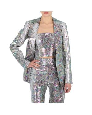 ROTATE BIRGER CHRISTENSEN Ladies Spiced Plum Comb Snake Print Blazer - Gray