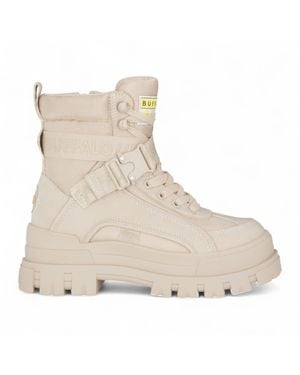 Buffalo Chunky Platform High Ankle Combat Boots - Natural