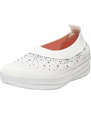 Fitflop Uberknit Ombre Crystal Ballerinas Shoes - White