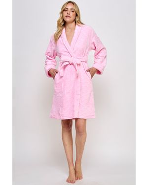 TRUEDAMES Ultra-Soft Patterned Plush Wrap Robe - Pink