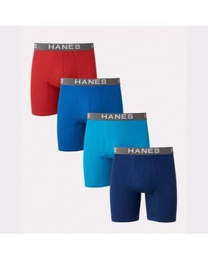 Hanes Ultimate Underwear Flex Fit Boxer Brief 4-Pack Gbo519 - Blue