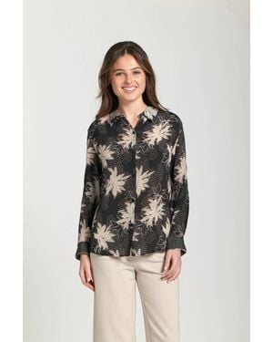 Apny Button-Up Blouse With Roll Sleeve - Black