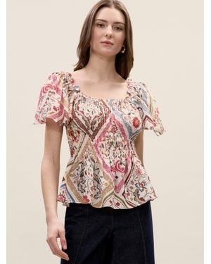 Rebecca Taylor Anya Ramie Top - Pink