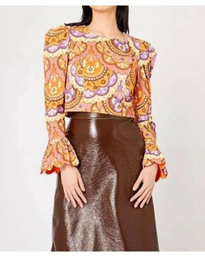Manoush Printed Cropped Blouse - Orange
