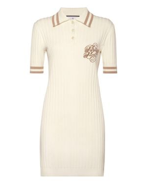 Philipp Plein Knit Polo Dress - Natural