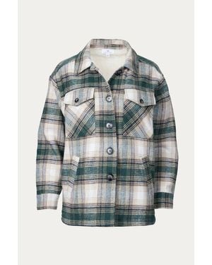 Urban Daizy Checked Sherpa-Lined Shacket - Gray