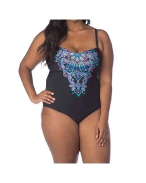 Kenneth Cole Bandeau One Piece Swimsuit - Blue