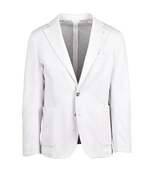 Manuel Ritz Rounded Cotton-Polyamide Blazer With Notch Lapel And Button Closure - White