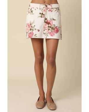 Olivaceous Donna Floral Mini Skirt - Natural