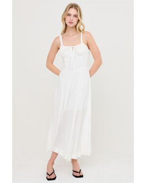 TRUEDAMES Elegant Corset Bodice Dress With Tie-Back Closure - White