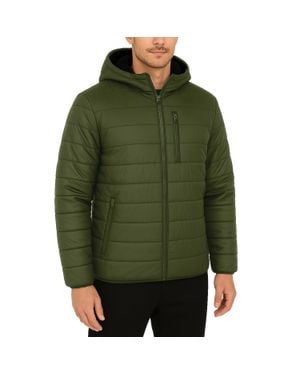 Spire By Galaxy Sherpa Lined Hooded Puffer Jacket - Green