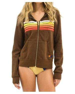 Aviator Nation Five Stripe Hoodie - Brown