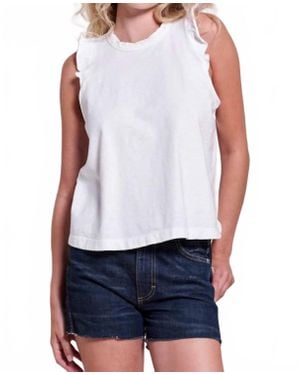 Sundry Solid Ruffle Cami - White