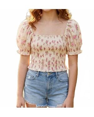 KatieJnyc Girl's Marlee Puff Sleeve Top - Blue