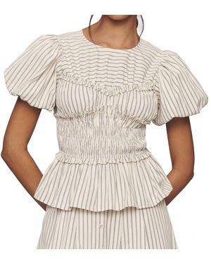 En Saison Azra Puff-Sleeve Top - White