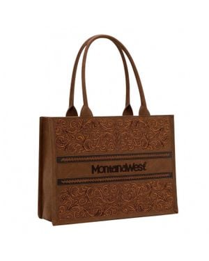 Montana West Embroidered Collection Concealed Carry Purse - Brown
