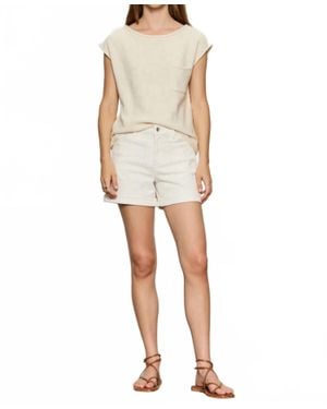 Sanctuary High Rise Embroidered Jean Shorts - Natural