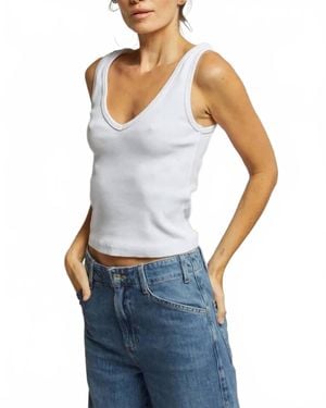 PERFECTWHITETEE Maria V-Neck Tank Top - Blue