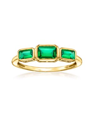 RS Pure By Ross-Simons Lab-Grown Emerald 3-Stone Ring - Green