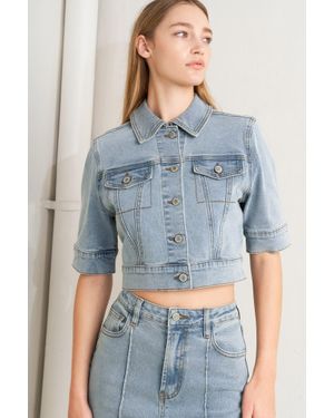 TRUEDAMES Modern Neutral Denim Jacket - Blue