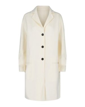 Ferragamo Wool-Blend Lapel Coat - White